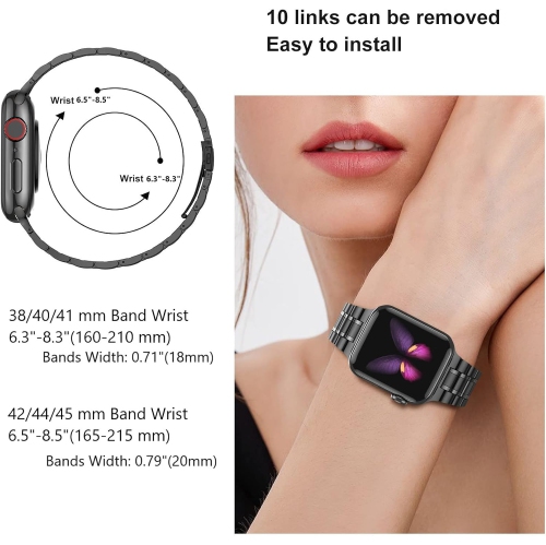 Solid Stainless Steel Band Compatible with Apple Watch 46mm Series 10, Metal Strap for iWatch Series 10 46mm Women and Men