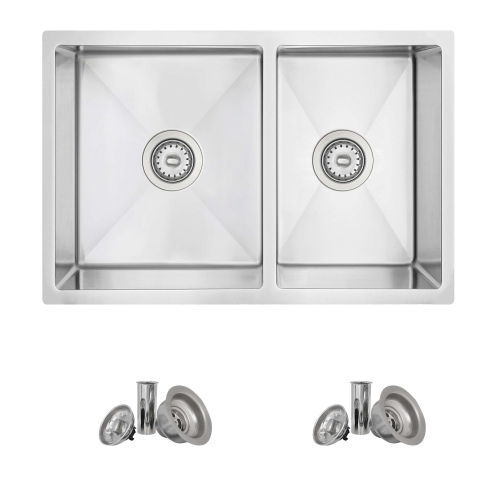 Stylish Dual-mount 25" Stainless Steel 60/40 Double-Bowl Kitchen Sink S-425T