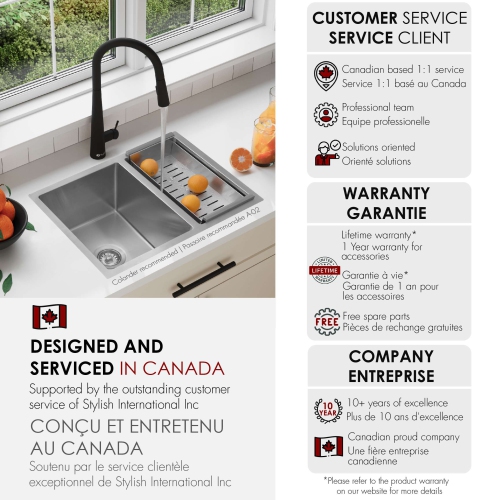 Stylish Dual-mount 25" Stainless Steel 60/40 Double-Bowl Kitchen Sink S-425T