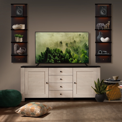 Étagère murale flottante à 5 niveaux avec lumières LED Sorbus - Décoration et rangement