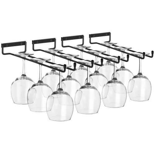 Paquet de 4 supports muraux pour verres à vin de 12&nbsp;po Sorbus pour dessous d'armoire - Pour le bar à domicile peut contenir jusqu'à 4 verres