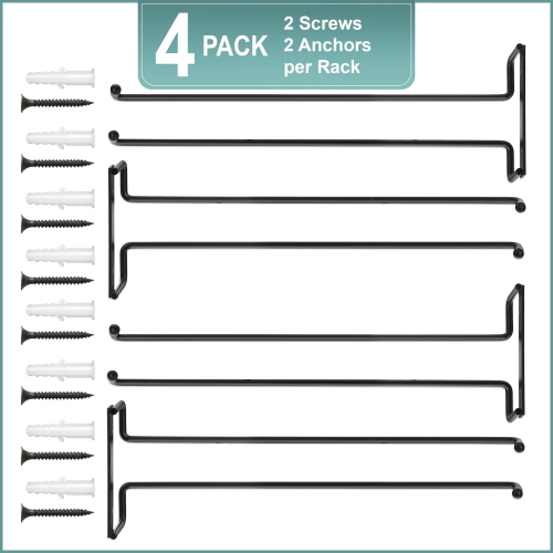 Paquet de 4 supports muraux pour verres à vin de 12 po Sorbus pour dessous d'armoire - Pour le bar à domicile peut contenir jusqu'à 4 verres