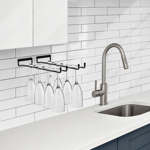 Paquet de 4 supports muraux pour verres à vin de 12 po Sorbus pour dessous d'armoire - Pour le bar à domicile peut contenir jusqu'à 4 verres