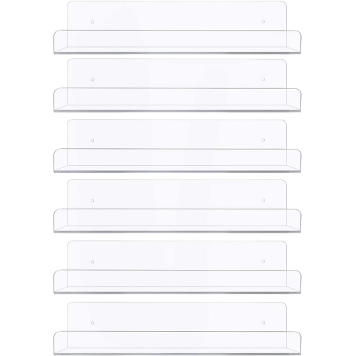 Étagère flottante à rebord mural en acrylique Sorbus, paquet de 6, idéale pour exposer des livres, des objets décoratifs, de l'organisation de la