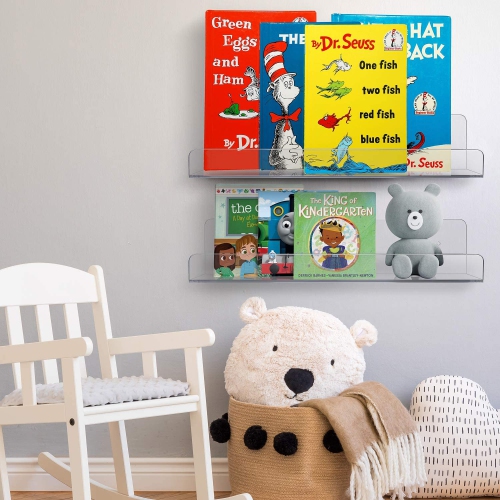 Étagère flottante à rebord mural en acrylique Sorbus, paquet de 6, idéale pour exposer des livres, des objets décoratifs, de l'organisation de la