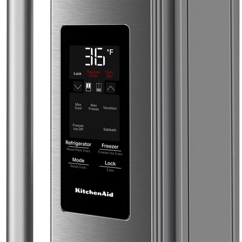 Kitchenaid 36" 30.5 Cu. Ft. French Door Refrigerator with Water Dispenser (KRFF336SPS) - PrintShield Stainless