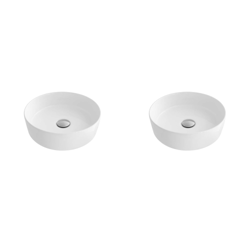 Stylish 14"w White Round Vessel Bathroom Sink P-229H-2