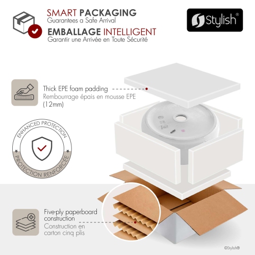 Stylish 14"w White Round Vessel Bathroom Sink P-229H-2