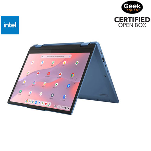 Boîte ouverte - Chromebook tactile de 12,2 po IdeaPad Flex 3i de Lenovo avec 3 mois de forfait Google AI Pro - Bleu (N100 d'Intel/eMMC 128 Go/RAM 8 Go)