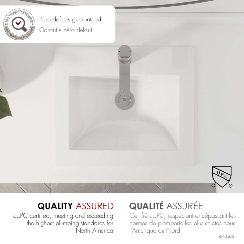 Stylish 21" Rectangular White Porcelain top-mount Bathroom Sink with Overflow P-211H-2