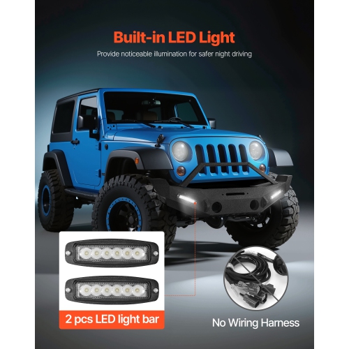 VEVOR Front Bumper Compatible with 2007-2018 Wrangler JK/JKU, Heavy-Duty Steel Front Bumper with 2PCS LED Light Bars, Winch Plate, Fog Light Housing