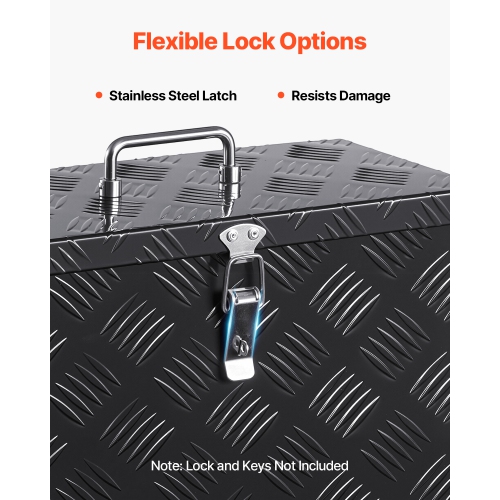 VEVOR 16"x7.5"x10" Heavy Duty Aluminum Truck Bed Tool Box, Stripes Plated Tool Box with Side Handle and Top Handle, Storage Toolbox Chest Organizer