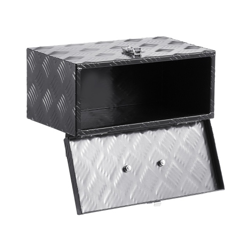 VEVOR 16"x7.5"x10" Heavy Duty Aluminum Truck Bed Tool Box, Stripes Plated Tool Box with Side Handle and Top Handle, Storage Toolbox Chest Organizer