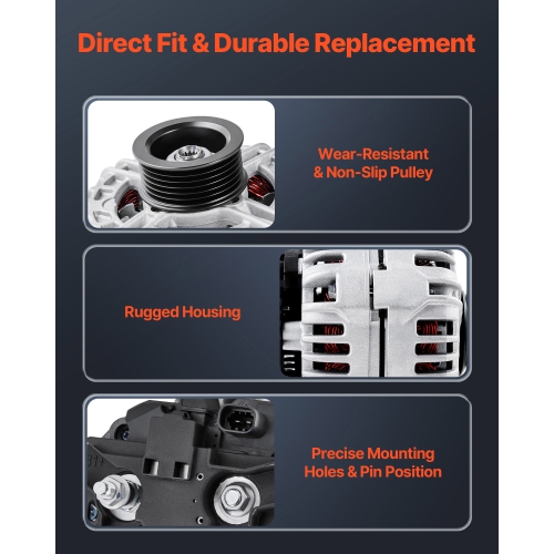 VEVOR 11185 Car Alternator, Fit for Chevrolet Impala LS, LT 3.5L 2006-2011, Impala LTZ 3.9L 2009-2010,Monte Carlo V6 2006-2007,Replacement Alternator