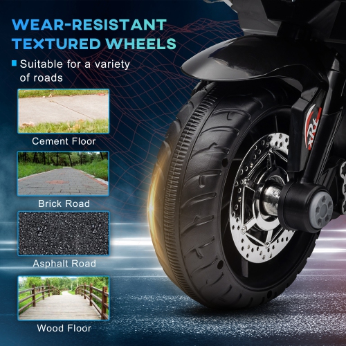 Qaba Kids Motorcycle, 6V Battery Powered Ride on Motorcycle with Music, Horn, Headlights, 3 Wheels Electric Bike for Kids, Gift for Boys & Girls, Blue