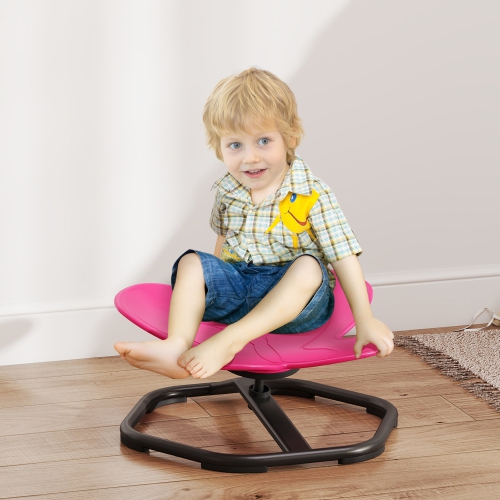 Qaba Kids Swivel Chair, Butterfly-Shaped Sensory Spinning Chair for Training Body Coordination, Non-Slip Sit and Spin Wobble Stool for Kids Aged 3-6,