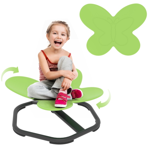 Qaba Kids Swivel Chair, Butterfly-Shaped Sensory Spinning Chair for Training Body Coordination, Non-Slip Sit and Spin Wobble Stool for Kids Aged 3-6,