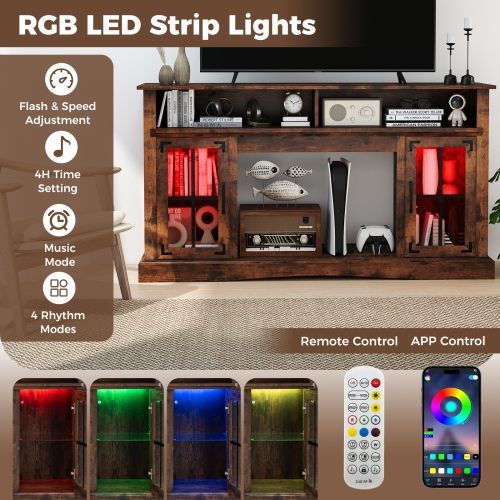 Meuble pour téléviseur moderne avec lampes LED et télécommande pour le divertissement dans le salon