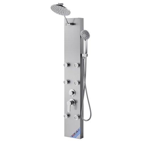 VEVOR 49 in Shower Panel Tower System with Rainfall Shower Head, Stainless Steel Shower Column, 3-Function Faucet, High Pressure Wall-Mount Rain