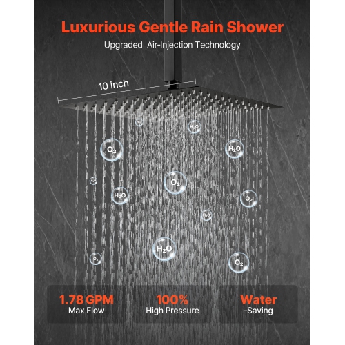 VEVOR 10-Inch Shower Faucet Set, Rainfall Bathroom Shower System with Square Rain Shower Head and Handheld Spray, Ceiling Mount Bath Fixtures with