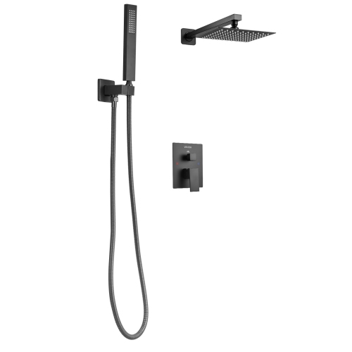 VEVOR 8-Inch Shower Faucet Set, Rainfall Bathroom Shower System with Square Rain Shower Head and Handheld Spray, Wall Mounted Bath Fixtures with