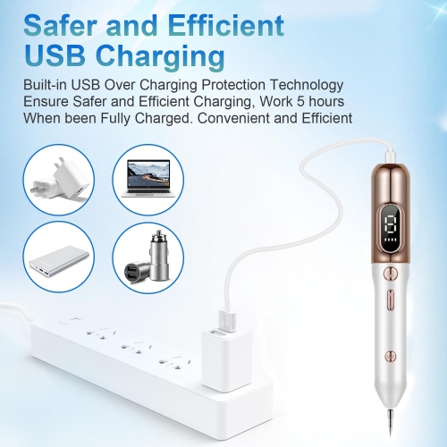 Spot And Mole Removal Pen with 9-Level Adjustable LED Spotlight Portable Rechargeable Dermatological Tool for Skin Surface