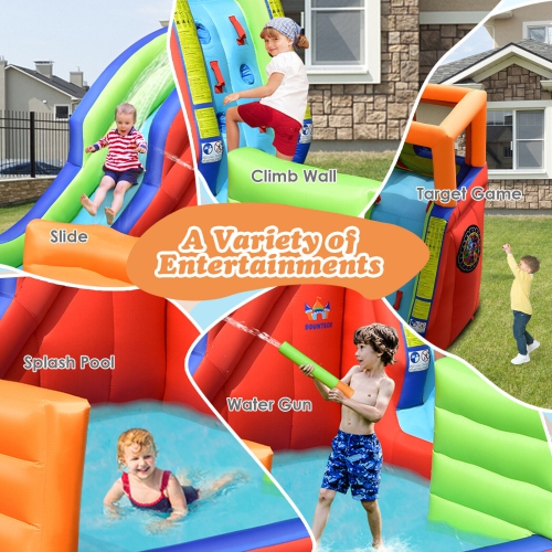 6-in-1 Pirate Ship Water Slide Inflatable Castle with Guns and 735W Blower