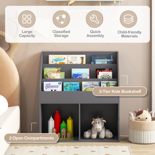 Bibliothèque en bois pour enfants avec armoire de rangement pour jouets et organisateur pour salle de jeu