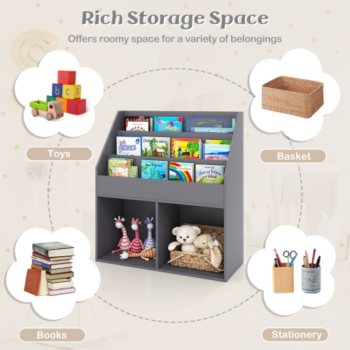 Bibliothèque en bois pour enfants avec armoire de rangement pour jouets et organisateur pour salle de jeu