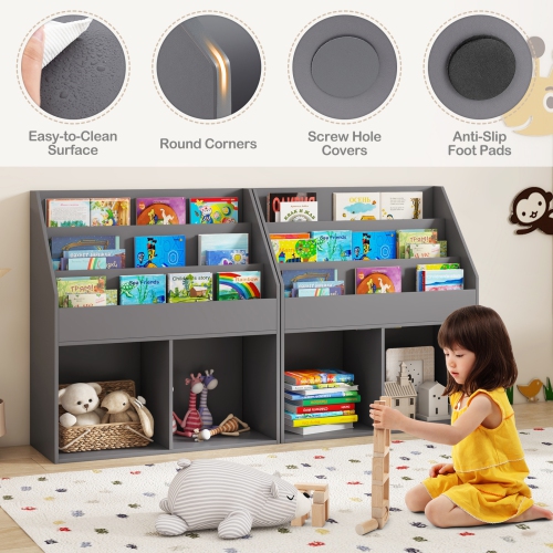 Bibliothèque en bois pour enfants avec armoire de rangement pour jouets et organisateur pour salle de jeu