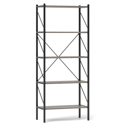 SLICKBLUE  Tall 5-Tier Bookshelf – Industrial Open Shelves With Strong Metal Frame
