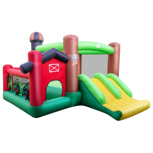 SLICKBLUE  6-In-1 Inflatable Bounce House – Double Slides Castle Playhouse Without Blower