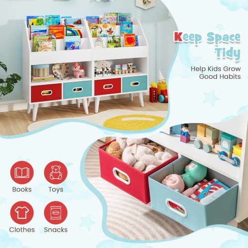 Kids Bookshelf with Open Compartment Storage for Toddlers Ages 3 and Up