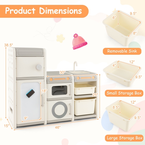 Coffre à jouets polyvalent avec bibliothèque et tableau blanc magnétique pour enfants