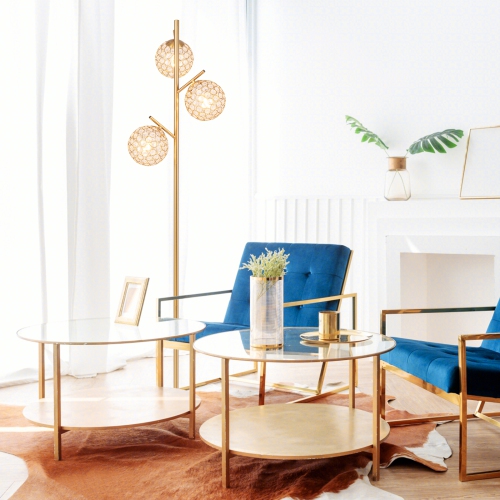 3-Globe Standing Floor Lamp with Foot Switch and E26 Bulb Sockets