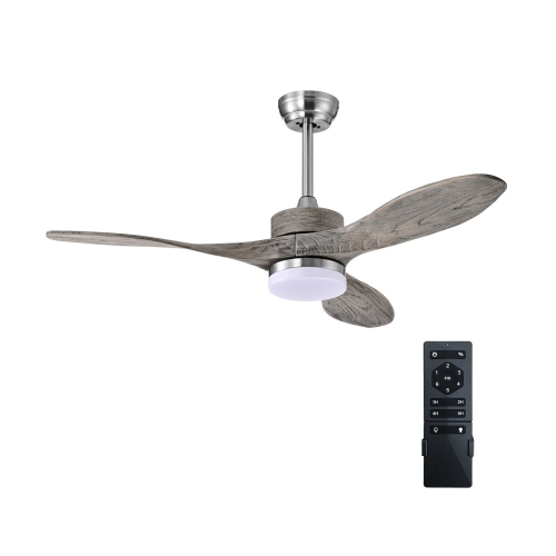 Wood Ceiling Fan with LED Lights and 6-Speed Settings for Living Room
