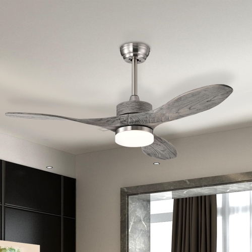 Wood Ceiling Fan with LED Lights and 6-Speed Settings for Living Room