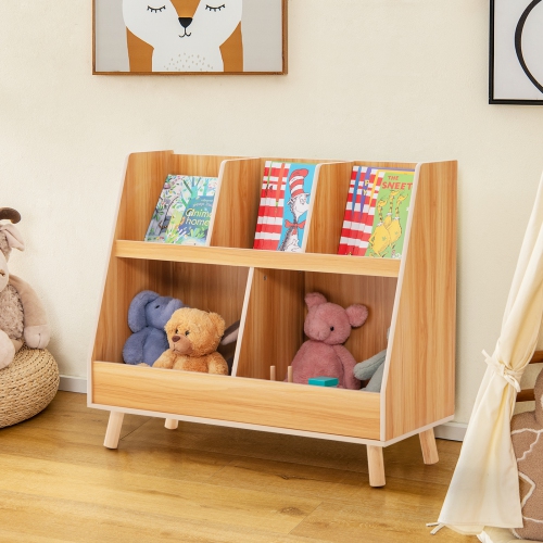 Meuble de rangement pour jouets pour enfants et bibliothèque à 5 cubes avec dispositif antibasculement sécuritaire