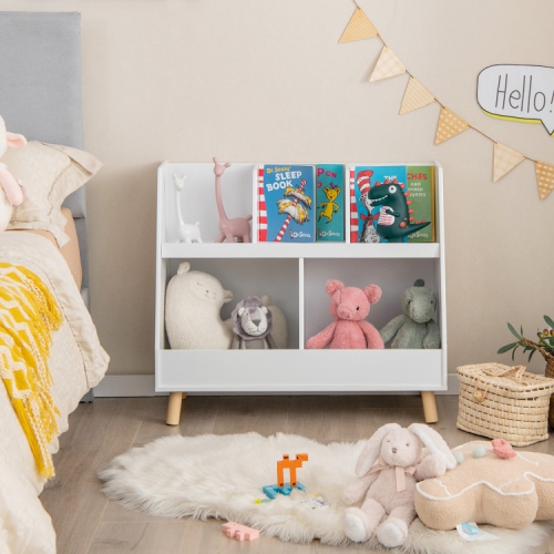 Meuble de rangement pour jouets pour enfants et bibliothèque à 5 cubes avec dispositif antibasculement sécuritaire