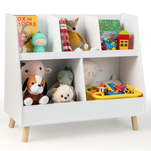 Meuble de rangement pour jouets pour enfants et bibliothèque à 5 cubes avec dispositif antibasculement sécuritaire
