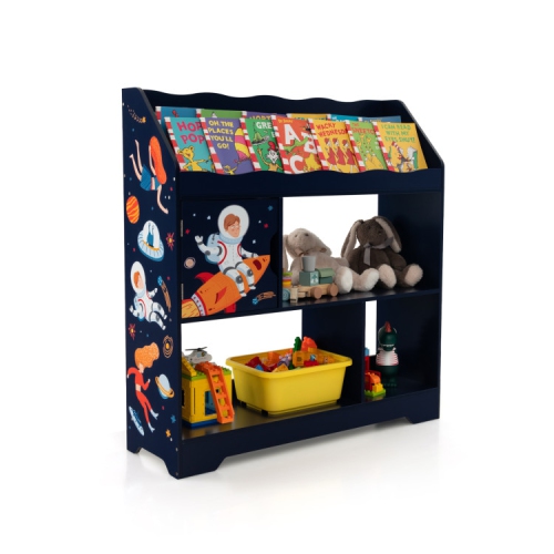 Kids Toy Storage Organizer with Bookshelf and Cabinet for Playroom