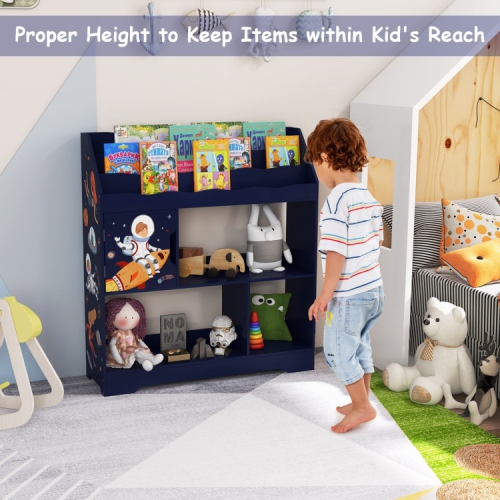 Kids Toy Storage Organizer with Bookshelf and Cabinet for Playroom