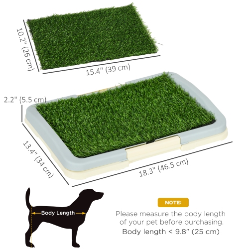 Pawhut Dog Grass Pad with Tray 15" × 10", Dog Litter Box with Artificial Grass, Grid, Panel, Pee Pads for Pets, Potty Training for Indoor Outdoor