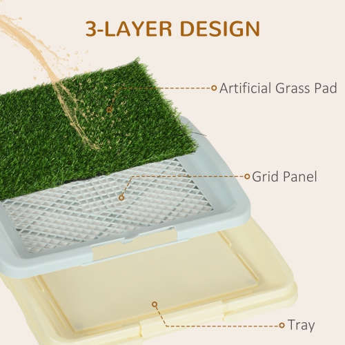 Pawhut Dog Grass Pad with Tray 15" × 10", Dog Litter Box with Artificial Grass, Grid, Panel, Pee Pads for Pets, Potty Training for Indoor Outdoor