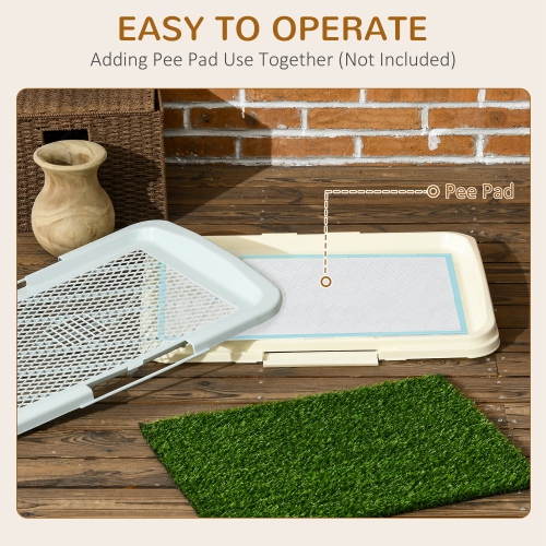 Pawhut Dog Grass Pad with Tray 15" × 10", Dog Litter Box with Artificial Grass, Grid, Panel, Pee Pads for Pets, Potty Training for Indoor Outdoor