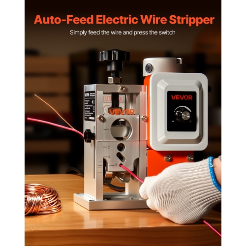 VEVOR 0.06-1.57 in Electric Wire Stripping Machine, 400W Automatic Motorized Cable Stripper, 9.84 IPS Wire Peeler with Blades, V-Shaped Rollers,