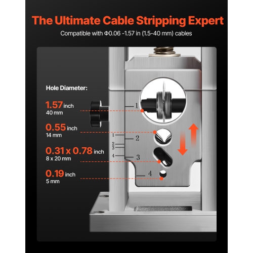 VEVOR 0.06-1.57 in Electric Wire Stripping Machine, 400W Automatic Motorized Cable Stripper, 9.84 IPS Wire Peeler with Blades, V-Shaped Rollers,