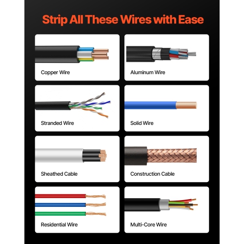VEVOR 0.06-1.57 in Electric Wire Stripping Machine, 400W Automatic Motorized Cable Stripper, 9.84 IPS Wire Peeler with Blades, V-Shaped Rollers,
