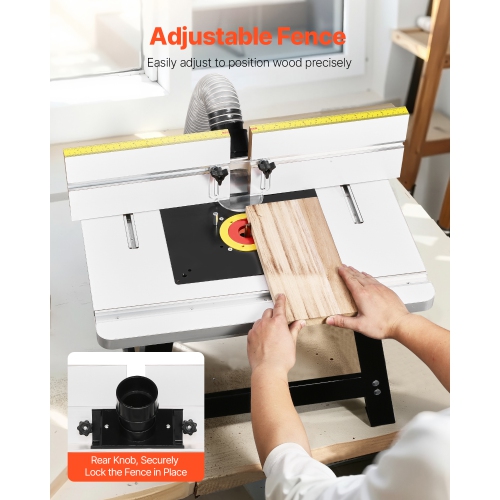 VEVOR 24 in x 15.7 in Benchtop Router Table, Bench Top Routing Table with Adjustable Fence, MDF Top, 2-1/2 in Dust Collection Port, Compatible with