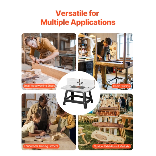 VEVOR 24 in x 15.7 in Benchtop Router Table, Bench Top Routing Table with Adjustable Fence, MDF Top, 2-1/2 in Dust Collection Port, Compatible with